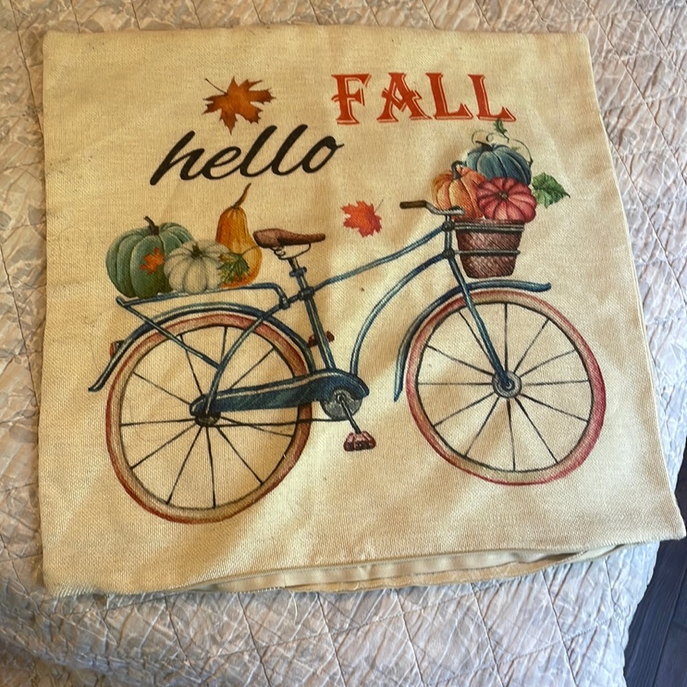 Hello fall pillow cover. 17 inches X 17 1/2 L